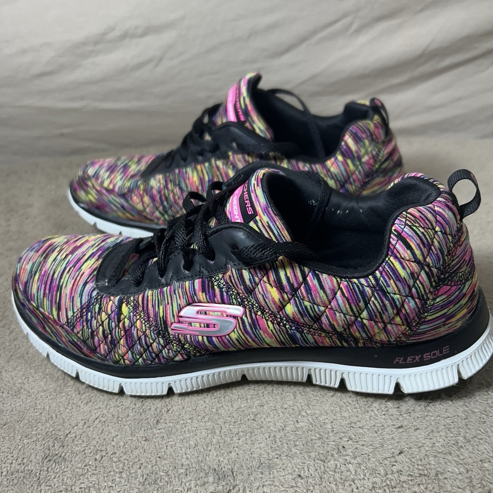 Skechers Flex Appeal Lite Weight Womens 9 Multicolor Athletic Shoes 12453